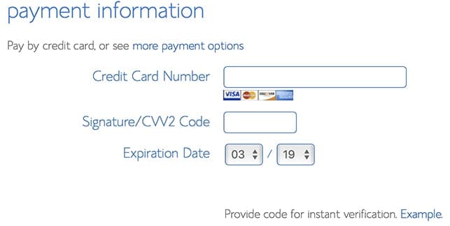 Bluehost payment information