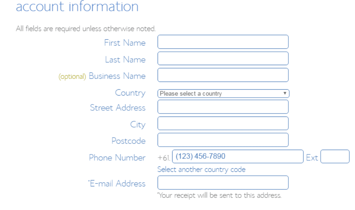 wordpress bluehost tutorial - account information